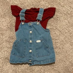 7 for all man kind jean overall dress with shirt